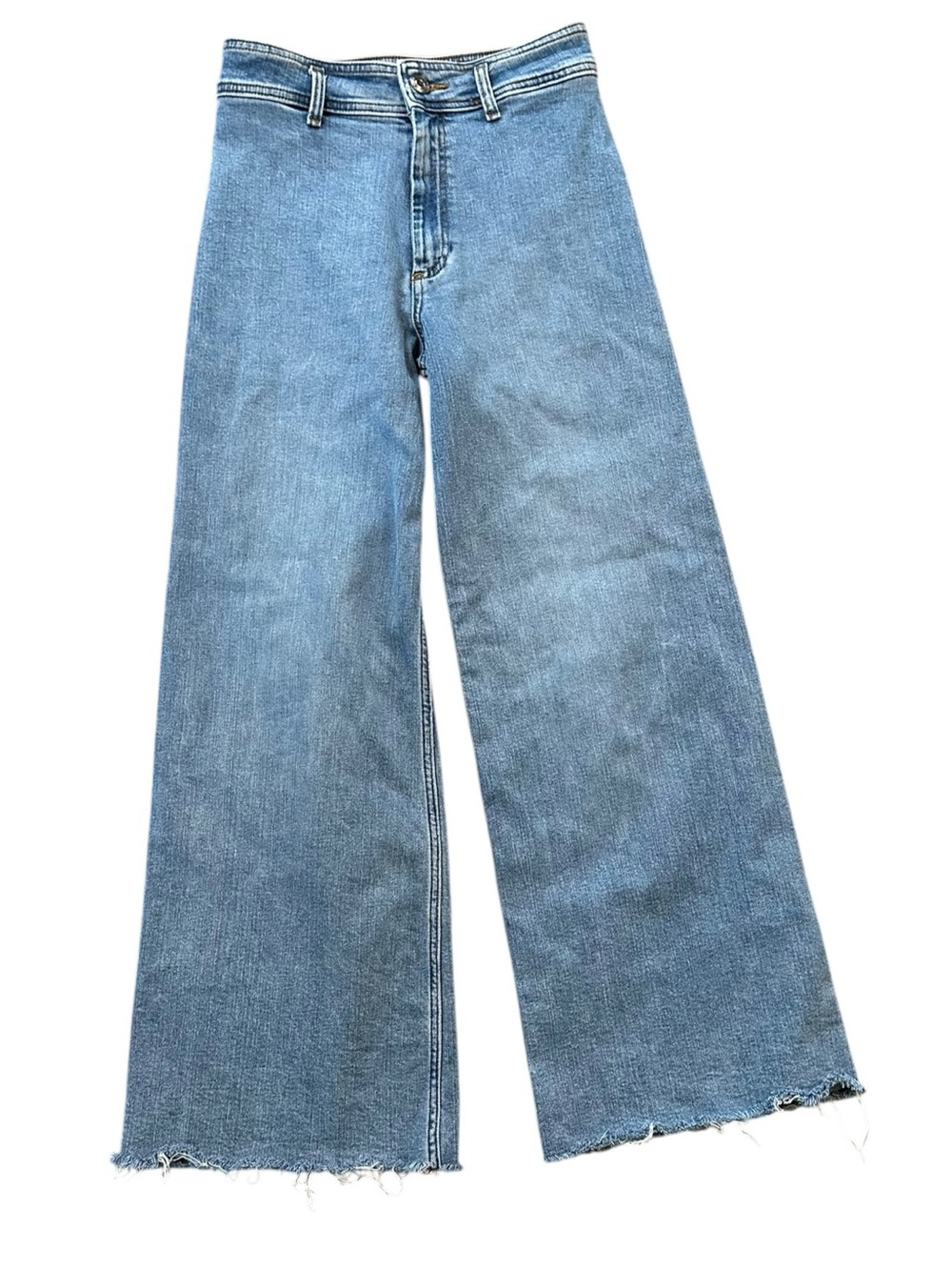 ZARA high rise wide leg raw hem stretch jeans size 6